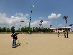 テレビ新広島のオトナアソビで巨大紙飛行機撮影③